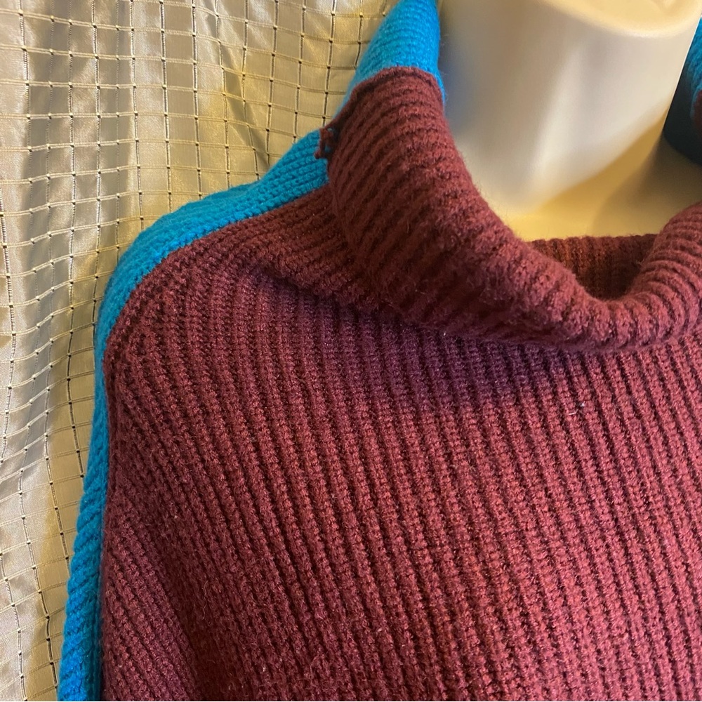 Miracle Colorblock Turtleneck Oversized Knit Swea… - image 3